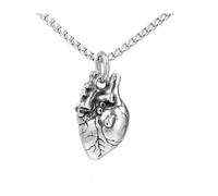 Gothic Anatomical Heart Necklace Punk Necklace Halloween Necklace Christmas New Year Jewelry Gift for Women, Stainless Steel, No Gemstone