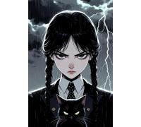 Gothic Anime Girl Notebook: Dark Stormy Aesthetic Lined Journal with Braided Girl & Black Cat | Gothic Manga Style Diary for Teens & Fans of Spooky Vibes