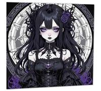 Gothic Anime Witch Greeting Card - Cute Goth Girl Birthday Card 145mm x 145mm