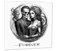 Gothic Anniversary Card - Forever - Skull Valentines Alternative Love Him Her