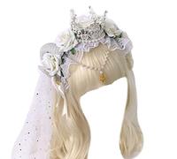 Gothic Antelope Sheep Horn Headband Rose Flower Gothic Hair Hoop Lace Tiara Decoration Cosplay Hair Accessories Headpiece