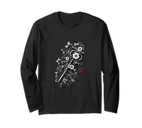 Gothic Antique Key Dark Academia Stippling Art Ivy & Floral Long Sleeve T-Shirt