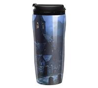 Gothic Architecture Church Cemetery Coffee Cup Travel Mug with Leakproof Lid Double Wall Tumbler Water Bottle 350ml