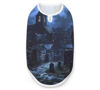 Gothic Architecture Church Cemetery Dog And Cat Clothes Pet Summer Sleeveless T Shirt Basic Vest L