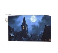 Gothic Architecture Church Cemetery Portable Canvas Coin Purse Fashion Pencil Case Travel Makeup Bag