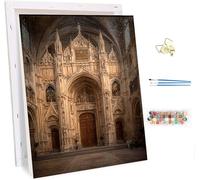 Gothic Architecture Paint by Numbers for Adults with Frame, Painting by Numbers for Adults Abstract on Canvas, DIY Acrylic Oil Painting Kits with Brushes, Room Decor, Gifts for Women 24x28in A-8867