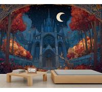 Gothic Architecture Wallpaper Autumn Tree Wall Mural Deer Office Wallpaper Kids for Bedroom Living Room Mural Decor 400 X 280 cm