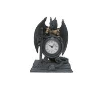 Puckator Dragon In Armour Gothic Mantle Clock - Ideal For Bedside, Desk - Detailed Fantasy Quartz Clock - Resin - 20 Cm Tall - 1 AA Battery Not Included