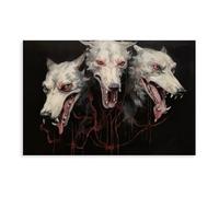Gothic Art of The Three-Headed Dog of Hell Canvas Poster Bedroom Decor Landscape Office Room Decor Gift 20x30inch(50x75cm)