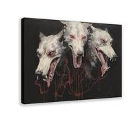 Gothic Art of The Three-Headed Dog of Hell Canvas Poster Wall Art Decor Print Picture Paintings for Living Room Bedroom Decoration 12x18inch(30x45cm)