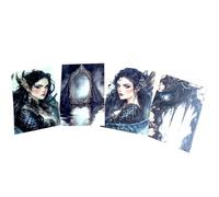 Gothic Autumn Postcard Set - 4 Dark Magic Academia Art Prints with Haunted Houses, Skeleton Trees & Victorian Figures | Vintage Gothic Stationery or Wall Art Décor (Dark Sea Witch Set 1)