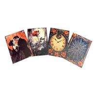 Gothic Autumn Postcard Set - 4 Dark Magic Academia Art Prints with Haunted Houses, Skeleton Trees & Victorian Figures | Vintage Gothic Stationery or Wall Art Décor (Vampire Kingdom Set 14)