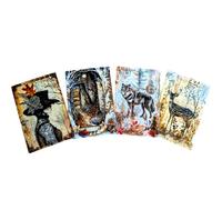 Gothic Autumn Postcard Set - 4 Dark Magic Academia Art Prints with Haunted Houses, Skeleton Trees & Victorian Figures | Vintage Gothic Stationery or Wall Art Décor (Vintage Journal Set 9)