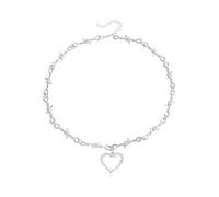 Gothic Barbed Wire Heart Pendant Necklace for Men Women Hip Hop Punk Goth Thorns Chain Choker Y2k Aesthetic Spike Love Charm Adjustable Silver Harajuku Rock Biker Grunge Jewelry Halloween Gifts