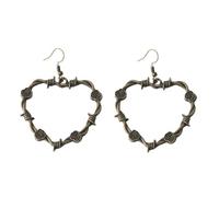 Gothic Barbed Wire Love Heart Drop Dangle Earrings Punk Heart Thorn Earrings Metal Mesh Earring for Women Hip Hop Party Jewelry, Metal, acrylic
