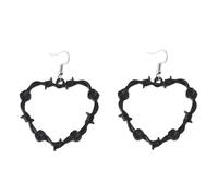 Gothic Barbed Wire Love Heart Drop Dangle Earrings Punk Heart Thorn Earrings Metal Mesh Earring for Women Hip Hop Party Jewelry, Metal, acrylic