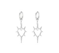 Gothic Barbed Wire Thorn Heart Earrings Punk Metal Thorns Heart Mesh Earrings for Women Men, Metal, metal