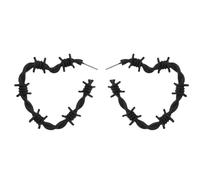 Gothic Barbed Wire Thorn Heart Earrings Punk Metal Thorns Heart Mesh Earrings for Women Men, Metal, metal