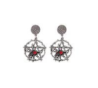 Gothic Barbed Wire Thorn Spider Earrings Silver Luna Moth Thorn Earrings Punk Style Large Heart Rose Earrings Metal Mesh Dangle Drop Earrings Halloween Jewelry for Women and Men, Zinc, No Gemstone