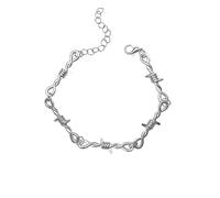 Gothic Barbed Wire Thorns Bracelet for Men Women Chunky Vintage Silver Punk Thin Adjustable Brambles Link Chain Hip Hop Rock Cool Biker Barb Wine Bangle Bracelets Fashion Jewelry Halloween Party