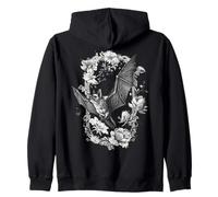 Gothic Bat Botanical Floral Frame Halloween Mystery Zip Hoodie