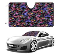 Gothic Bat Car Windshield Sunshade Colorful Halloween Floral Print Front Sun Shade-28W x51L