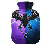 Gothic Bat Chain Purple Blue hot Waterbottle with Soft Cover, 1L hot Compress for Menstrual Cramps