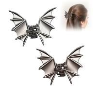 Gothic Bat Claw Hair Clip, 2pcs Bats Goth Girl Clips Catch Hair Accessories, Halloween Theme Claws Hairpins Vampire Accessory, Party Masquerade Cosplay Gifts for Women (Black and Silver)