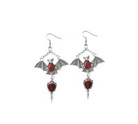 Gothic Bat Dangle Drop Earrings for Women Vintage Red Black Earrings Vampire Bat Earrings Halloween Costume Jewelry Gifts, no, Metal, No Gemstone