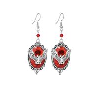 Gothic Bat Dangle Earrings for Women,Vintage Crystal Cameo Bat Earring Victoria Vampire Drop Earring Punk Rock Style Earrings Mystic Witch Jewelry Accessories, L, Alloy Steel, No Gemstone