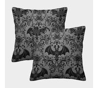 Gothic Bat Decor-Dark Ornate Pattern Pillow Covers 2 Pack Cozy Pillowcases Art Cushion Cover Zippered Decor for Couch Livingroom 45x45cm
