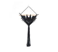 Gothic Bat Decor Plant Hanger Indoor, Hand Woven Hanging Macrame Plant Holder Halloween Bats Gothic Ornament Gifts for Plant Lovers-black short