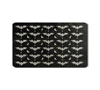 Gothic Bat Dish Drying Mats For Kitchen Counter, Black White Bat Pattern Absorbent Rubber Dish Mat, Halloween PU Leather Drying Pad Coffee Bar Protector 12x20 Inch