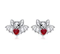 Gothic Bat Earrings 925 Sterling Silver Voodoo Doll Animal Stud Earrings Goth Jewelry Halloween Birthday Gifts for Women Men