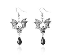 Gothic Bat Earrings for Women Punk Style Bat Earring Goth Vampire Earrings Black Red Crystal Dangle Drop Halloween Cosplay Party Jewelry Accessories, M Size, Metal, No Gemstone