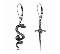 Gothic Bat Earrings for Women Vampire Bats Crystal Heart Earrings Punk Spike Sword Snake Drop Earrings Halloween Jewelry Gifts, L, Metal, No Gemstone