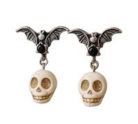 Gothic & Bat Earrings Halloween Earrings White Bat Drop Dangle Earrings Cute Dangle Earrings Gothic Punk Halloween Bats Jewelry For WomenLover (Black, 2.7x1.7cm)