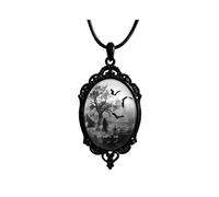 Gothic Bat Glass Pendant Necklace for Women Vintage Gothic Rope Chain Witch Bat Choker Dark Punk Style Necklace Victoria Emboss Necklaces Mystic Witch Jewelry Accessories, L, Copper, coppere