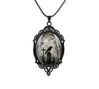 Gothic Bat Glass Pendant Necklace for Women Vintage Gothic Rope Chain Witch Bat Choker Dark Punk Style Necklace Victoria Emboss Necklaces Mystic Witch Jewelry Accessories, L, Copper, coppere