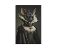 Gothic Bat in Dress Poster Vintage Poster Art Poster Home Decor Poster Victorian Vampire Dark Academia Witchy Decor Poster Canvas Poster Bedroom Decor Landscape Office Room Decor Gift 08x12inch(20x30c