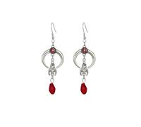 Gothic Bat Moon Dangle Earrings for Women Red and Black Blood Droplet Pendant Earrings Vampire Halloween Ideal Jewelry, One Size, Zinc, No Gemstone