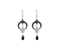 Gothic Bat Moon Dangle Earrings for Women Red and Black Blood Droplet Pendant Earrings Vampire Halloween Ideal Jewelry, One Size, Zinc, No Gemstone