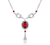 Gothic Bat Necklace for Women Halloween Bat Crystal Red Black Necklace