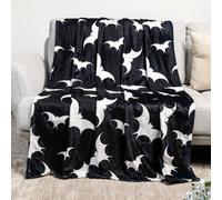 Gothic Bat Pattern Throw Blanket - Halloween Themed Horror Blanket, Soft Flannel for Couch, Bed, Perfect Goth Decor (80"x60")