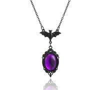 Gothic Bat Pendant Necklace for Women Halloween Stardust Cameo Necklace Dark Vampire Necklace Vintage Victoria Emboss Necklaces Punk Rock Style Necklaces Mystic Witch Jewelry Accessories, L, Copper