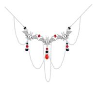 Gothic Bat Pendant Necklace Vampire Bat with Red Black Crystal Tassel Chain Chocker Necklace Halloween Jewelry Gifts for Women, L, Metal, No Gemstone