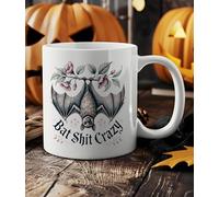 Gothic “Bat Shit Crazy” Mug - Funny Witchy Bat Mug, Goth Coffee Cup, Occult Wiccan Gift, Dark Humour 11oz Ceramic Mug