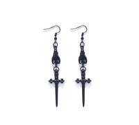 Gothic Bat Sword Dangle Drop Earrings Dark Punk Style Long Sword Bat Earrings Goth Earrings Vintage Halloween Gothic Jewelry for Men and Women, M, Copper, No Gemstone