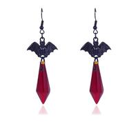 Gothic Bat Vampire Earrings for Women Halloween Mystery Witchy Jewelry Accessories Vintage Dark Punk Rock Unique Dangle Blood Crystal Earrings, Alloy Steel, No Gemstone