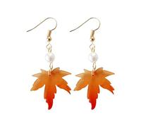 Gothic Bat Wing Earrings Maple Leaf Earrings Leaf Dangle Fresh Christmas Tassels Charm Earring Drop Earring Jewelry Gift Women Men Skeleton Gemstone (Yellow, One Size)